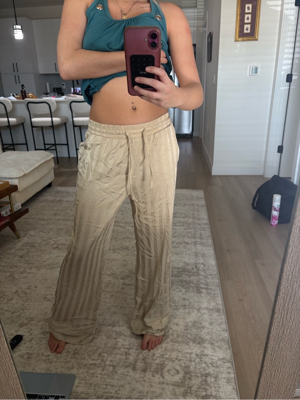 Abercrombie & Fitch Cream Elastic-Waist Sleep Pants